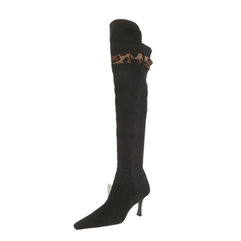 Stuart Weitzman Size 10 black suede boots over the knee with stretch